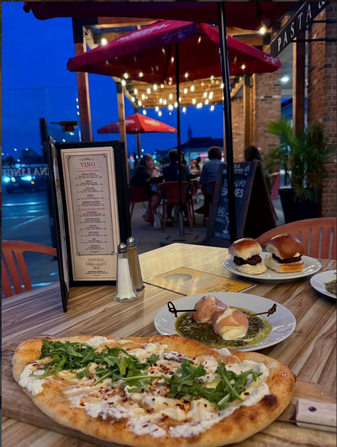 Evening dining on Lina's patio